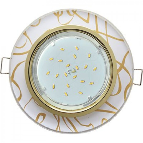 Светильник Ecola H4 5310 Стекло Круг золото-золото на белом 28х126 FG53RNECH GX53