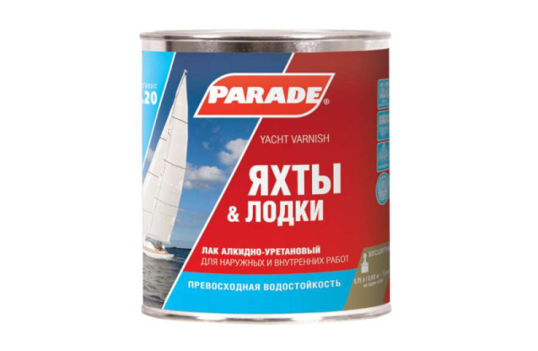 Лак яхтный алкидно-уретановый PARADE L20 Глянцев. 0,75л