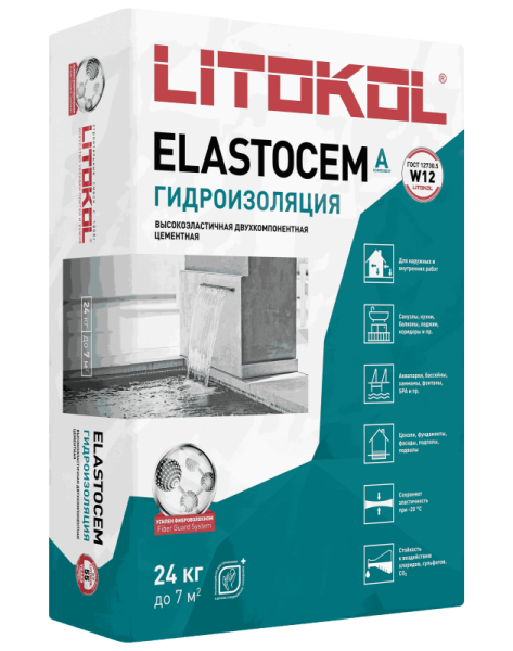 Гидроизоляция ELASTOcem А  24кг Litokol