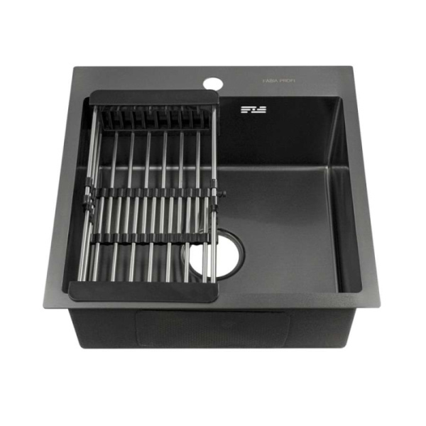 Мойка врезная FABIA PROFI 50503G 3,0/0,8мм 50х50см глубина 200мм + сифон + корзина ГРАФИТ