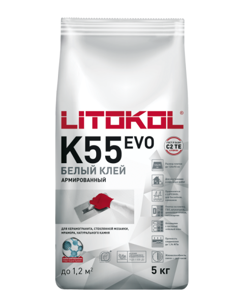 Клей плиточный Litokol Litoplus K55 белый 5кг 