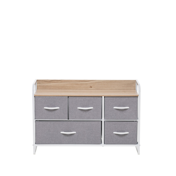 Комод Leset Ноа широкий, 5 ящ., Каркас Белый, Светло-серый 29х87,5х58см