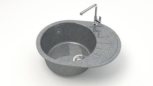 Z010Q08 Мойка Тейлор круглая с крылом 44х57 ТЕМНО-СЕРАЯ (GM17)
