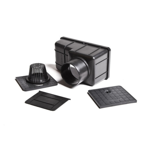 6167ч Ливнеприемник кровельный с вертикальным  с патрубком черный