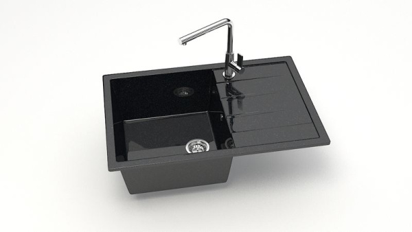 Z161Q04 Мойка Джоли квадратная с крылом 49х74 ЧЕРНАЯ (GM19, Z16)