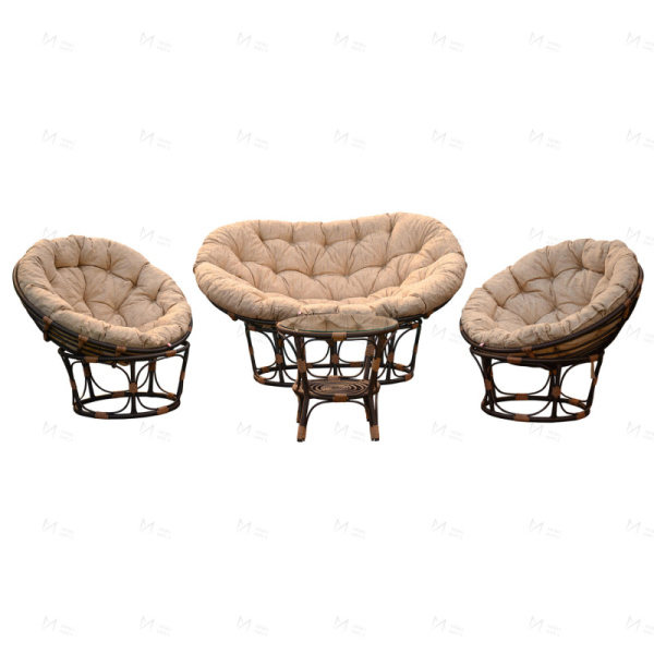 Террасный комплект Mamasan+Papasan+Стол (Коричневый)