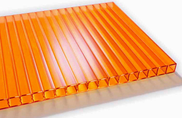 Поликарбонат 12000х2100х 6  ОРАНЖЕВЫЙ Polygal