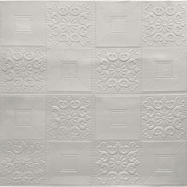 Панель вспененный ПЭТ "Белая плитка с узорами" 700*700 мм Грейс (30)***