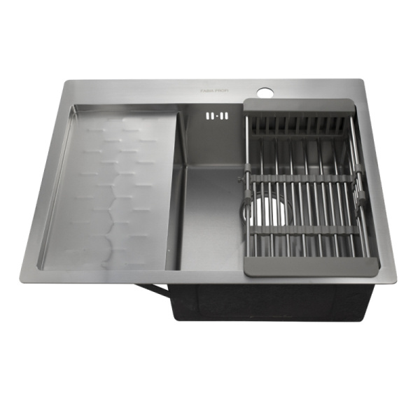 Мойка врезная FABIA PROFI 63503R 3,0/0,8мм 63х50см ПРАВАЯ глубина 200мм + сифон + корзина