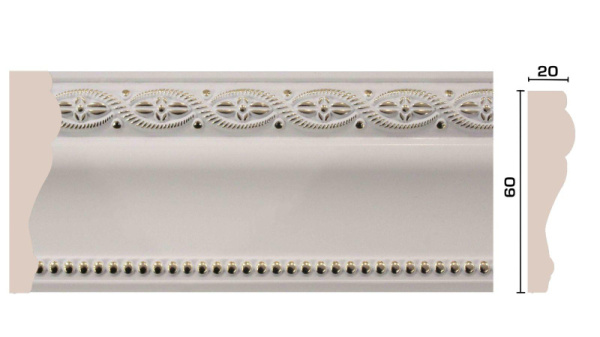 Молдинг 1М6-7 20х60мм 2,4м белый (20)