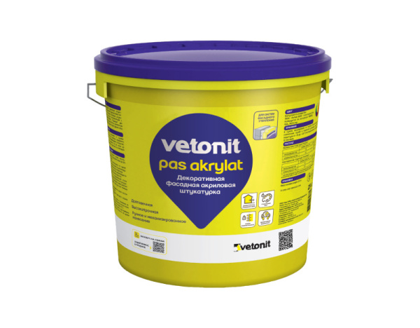 Штукатурка декоративная ВЕТОНИТ Pas Akrylat акриловая 2,0мм короед 100А белая 25кг база