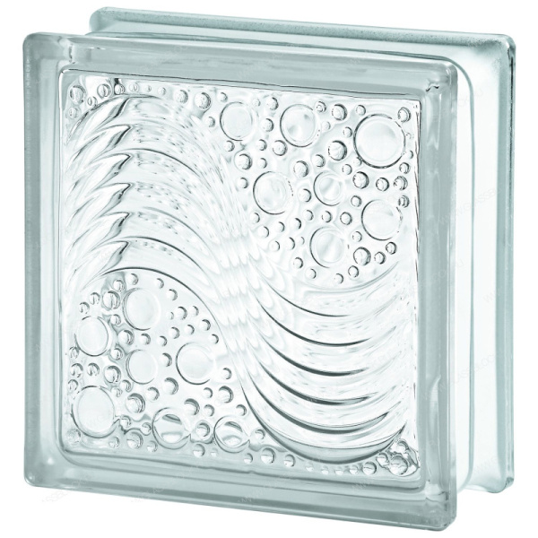 Стеклоблок Морской 19х19х8см бесцветный 