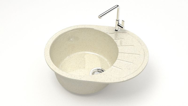 Z010Q02 Мойка Тейлор круглая с крылом 44х57 БЕЖЕВАЯ (GM17)