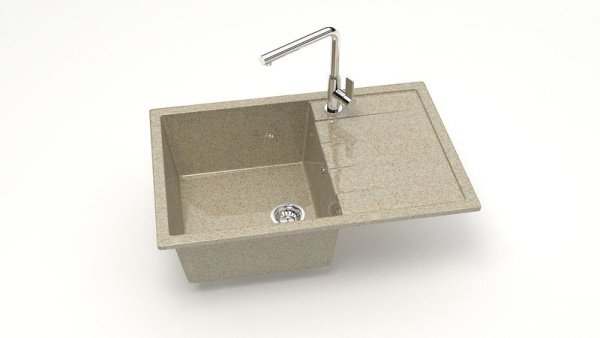 Z161Q05 Мойка Джоли квадратная с крылом 49х74 ПЕСОЧНАЯ (GM19, Z16)