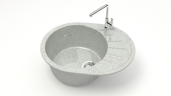 Z010Q10 Мойка Тейлор круглая с крылом 44х57 СВЕТЛО-СЕРАЯ (GM17)