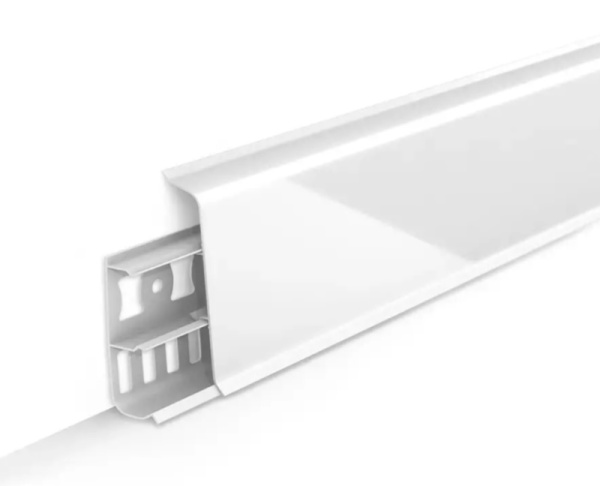 Плинтус пластиковый Идеал Деконика Белый глянцевый с кабель-каналами/001-G  (85мм 2,2) (20) .