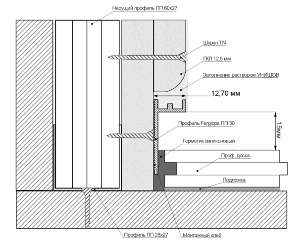Профиль ПП 30 Чёрный анод (2м)  (теневой плинтус)